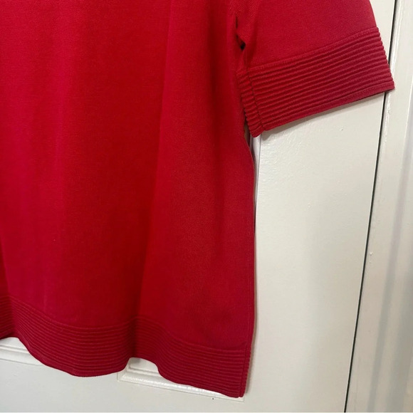 PENDLETON Petite Vintage Silk Blend Short Sleeve Keyhole Red Knit Top Old Money - Picture 6 of 7
